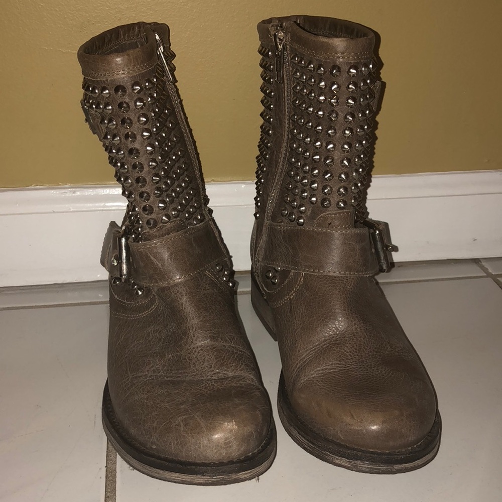 Brown studded boots